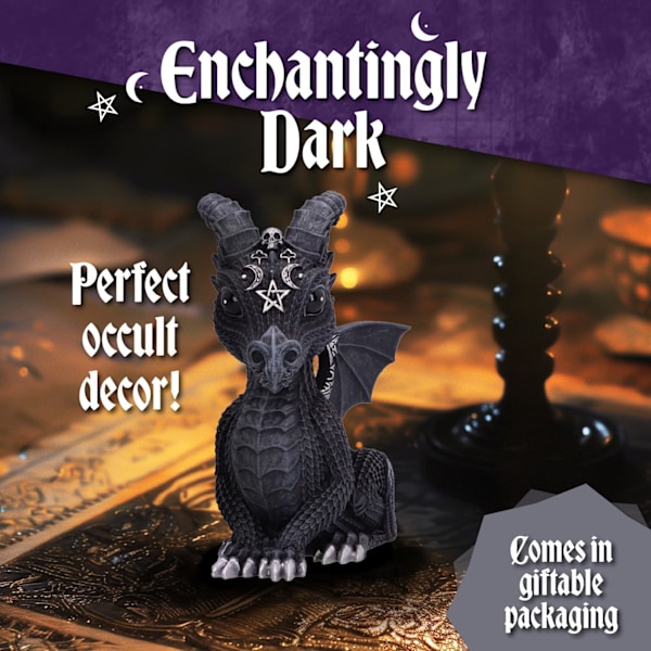 10,7 cm Harts Resin Svart Kult Söta Draken Staty Horror Söta Horned Draken Staty Silver
