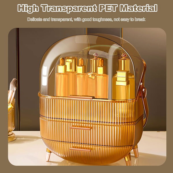 Retro Serie Multifunktionel Makeup Taske Støvtæt Kosmetik Opbevaringsboks, Finishboks til hjemme Desktop. Gold