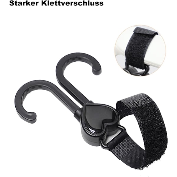 Barnevognkroker, hjerteformet borrelåskrok for å henge vesker, ryggsekker, lommebøker. Barnevogntilbehør, universell passform