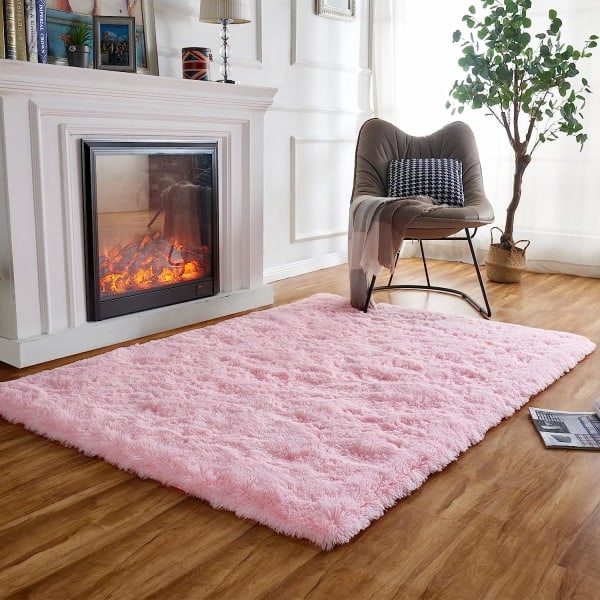 Stoppad matta tjock hög fluffig rosa matta halkfri plysch