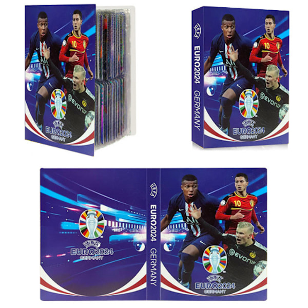 30-sidig 4-ruts 3DD-kortbok för fotbollsstjärnor VM-kort kortstjärna tredimensionell samlarbok blue