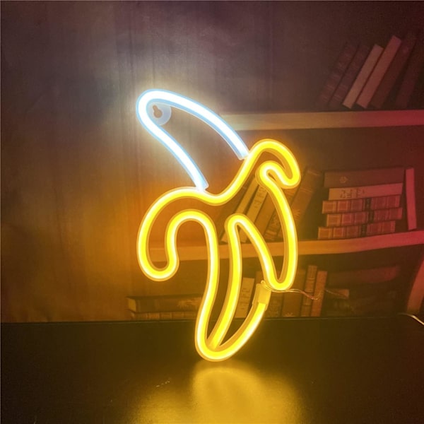 Neonljus i form av en banan, dekorativa neonljus för upphängning, USB- eller batteridriven, för hem, sovrum, bar, restaurang, jul, födelsedagsfest, present