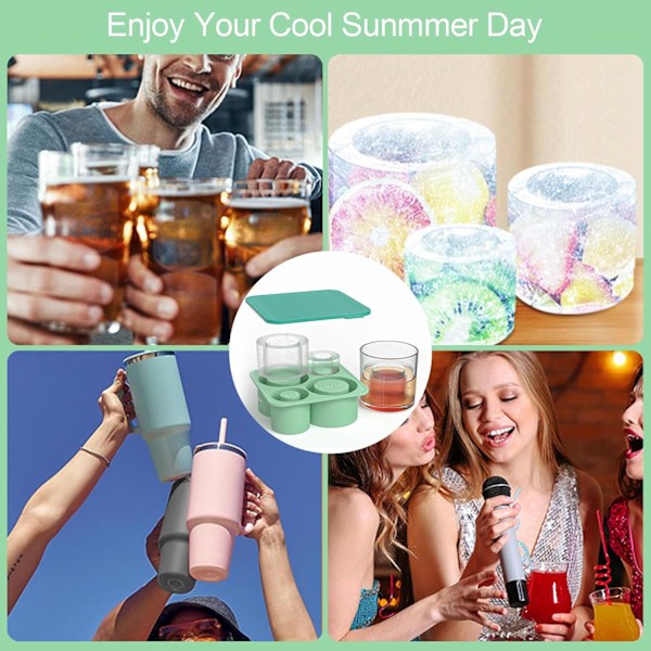 Silikon Isbitsform med Lock för Stanely Cup, Tumbler Isform, Cylinderformade Silikon Isbitsformar för Frys, BPA-fri, Diskmaskinsäker (Grön) Green