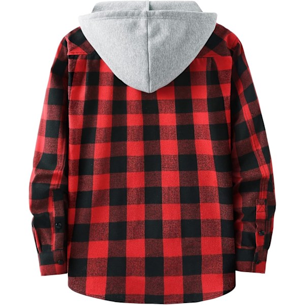 Herreskjorte med rutete mønster, langærmet skjorte med lomme, knappelukning, ternet skjortejakke i flanel, regular fit, 4 årstider, skjortejakke til tømmerhuggere, M-3XL Red XXL