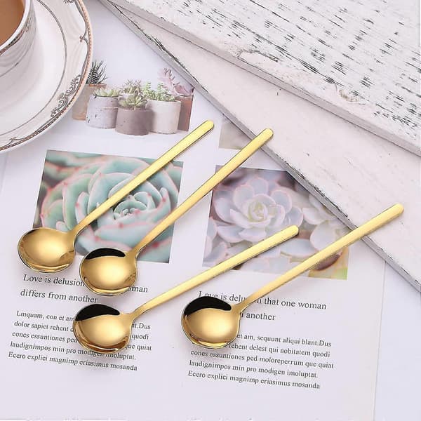 12 stk. Mini Guld Skeer Rustfrit Stål Espresso Skeer, 13,3 cm