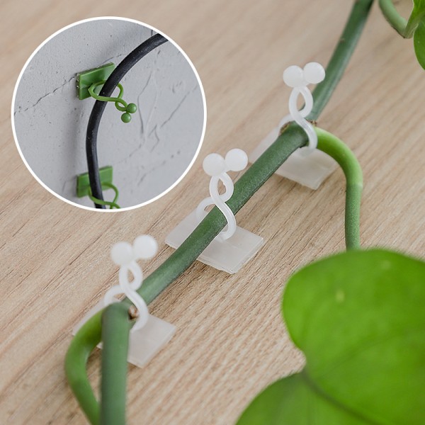 50-pack Växtklämmor Självhäftande Växtklättervägg White small