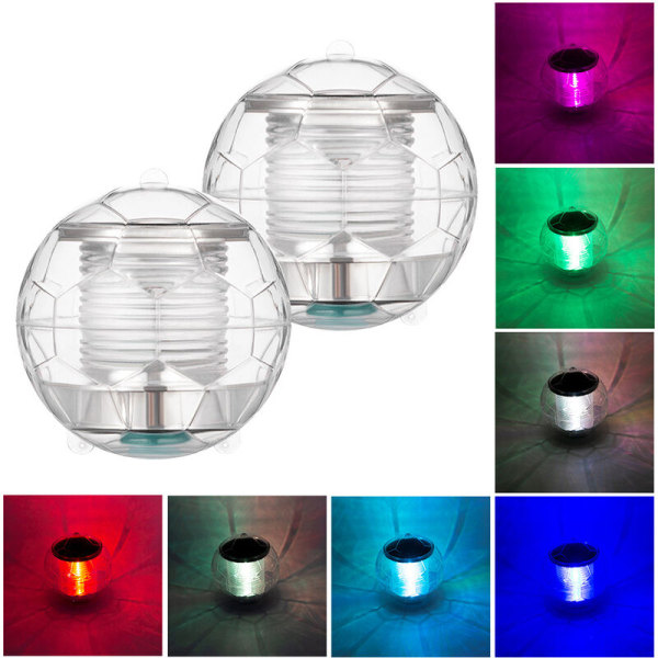 Vattentät solar LED färg vatten flytlampa Pool lampa Water Float lampa (2 stycken) vit