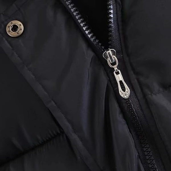 Svart enfärgad lång kappa dam lätt dunjacka för kvinnor /XL black XL