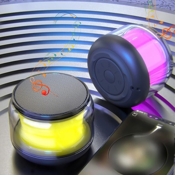 RGB-ljus Bluetooth-ljud Färgglad atmosfärslampa, stationär dator utomhus liten bärbar stereo bluetooth-högtalare,