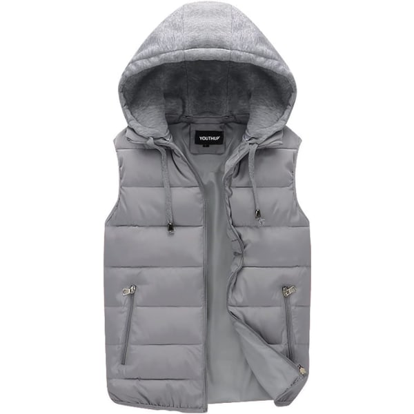 Grå ermeløs jakke vattert dunjakke /XL gray XL