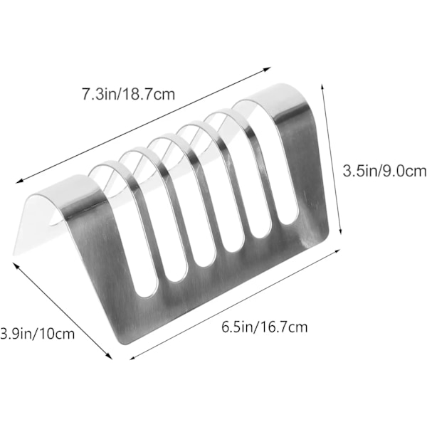 1 stk Brødrist i Rustfritt Stål, Toast Holder, 6 Skiver, Bordstativ for Ristet Brød, Brødrist i Metall, Bakebrett, Frokost 6 kortplatser