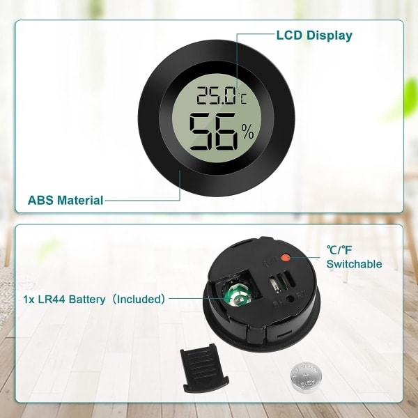 3-pak LCD digitalt hygrometer termometer, indendørs udendørs fugtighedsmåler temperaturmåler til luftfugter affugter drivhus kælder rum