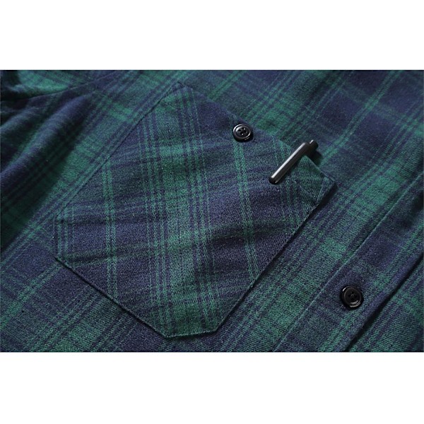 Herreskjorte med tern - Langærmet skjorte med lomme - Knappet ned - Herreskjorte med tern - Jakke i flanel - Regular fit - 4 sæsoner - Træfældningsskjorter - M-3XL Green Blue M