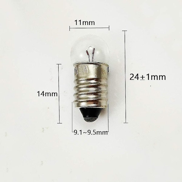 10 kpl E10-ruuvikanta taskulampulle, 2,5 V 0,3 A