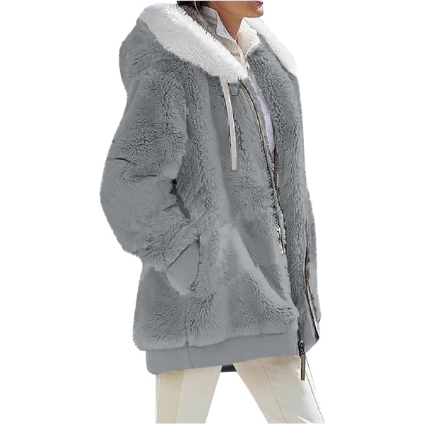 Ljusgrå XL casual ficka med dragkedja i plysch thermal Light grey XL