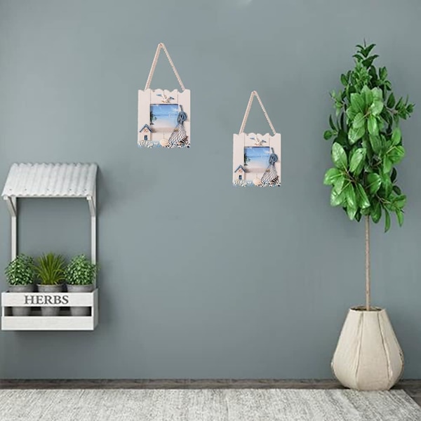 2 stk. Bilde Ramme i Tre, Strand Bilde Rammer, Nautiske Bilde Rammer, Stående og Vegg Bilde Rammer, Hav Tropiske Bilde Rammer