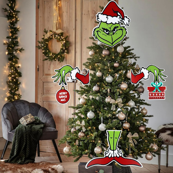 Grinch Julepynt, Topp til Juletreet, Juledekorasjoner, Innendørs Hjemmepynt, Julefestutstyr