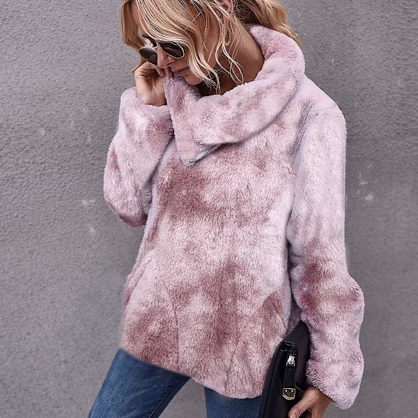 Dame Fleece Jakke, Kvart Lynlås Sweatshirt, Varm og Fleksibel Jakke til Vinter og Efterår Frotis Rosa Oscuro M