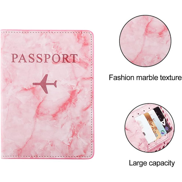 Passdeksel, Passomslag, Passdeksel med RFID-blokkering, Passholder for kvinner og menn (Rosa)