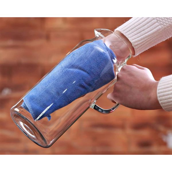 Borosilikatglass Vannkanne Saftkanne Karaffel med Lokbørste for Varm/Kaldt Vann Iste 1500ml