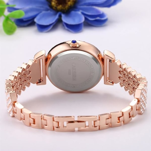Kvinnors isbelagda klocka Bling Full Diamonds Rhinestones Armbandsur Enkel Quartz Analog Klänning Klocka för Xmas