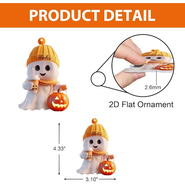Akryl Pumpa och Kaffekopp Spöke Dekorations Ornament, Ornament Träd Dekorationer, 2D Platta Akryl Hängande