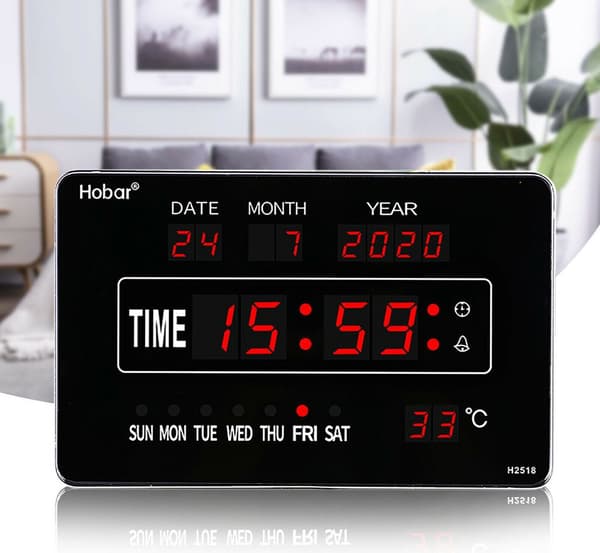 LED Digital Væg Ur Temperatur Kalender med Dato