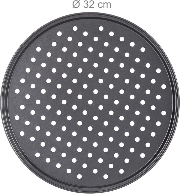 Sæt med 2 pizzabakker, runde perforerede nonstick