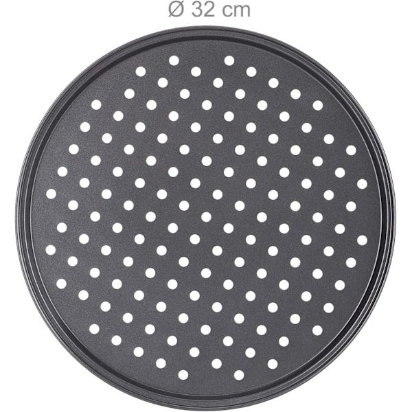 Sett med 2 pizzabrett, runde perforerte non-stick