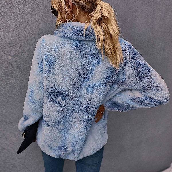 Dame Fleece Jakke, Quarter Zip Sweatshirt, Varm og Fleksibel Jakke til Vinter og Efterår Frotis Azul Claro M
