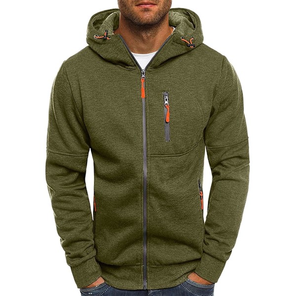 Herrar Hoodies Sweatshirt Zip Up Lätta Jackor 2 Green XL