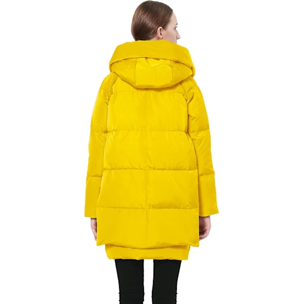 Kvinnors tjocka dunjacka Parka med huva Lång pufferjacka för vintern 4XL Yellow