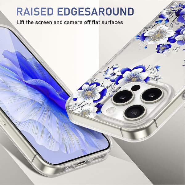 Klart blomstermønster telefoncover PC+TPU til iPhone 14 Pro