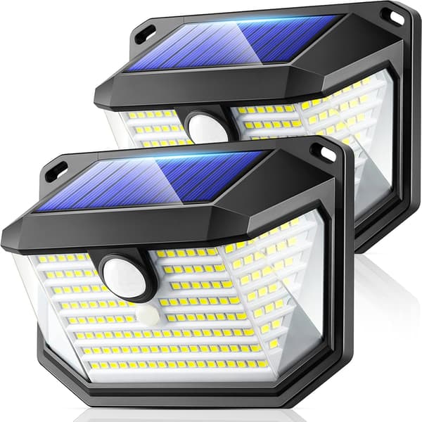 LED solcellelys utendørs, 178 LED solcelle utendørs vegglys med 3 bevegelsesdeteksjonsmoduser, IP65 vanntett lys