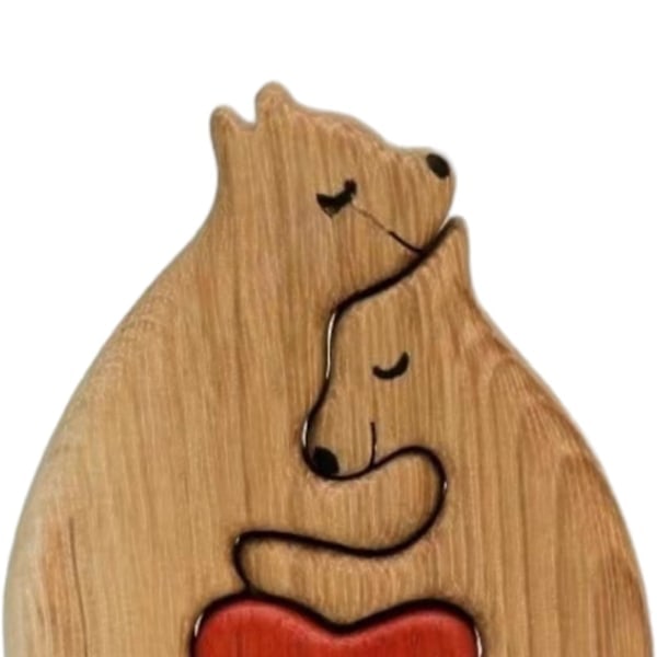 Björnfamilj Träpussel Träskulptur För Familj Julklapp 2 Björnar 2 björnar 15cmx11.3cm 2 bears