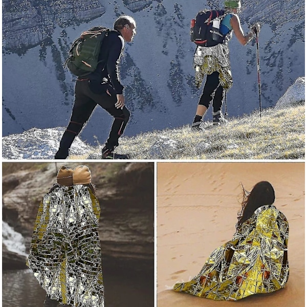 10-osainen taittuva hätäheijastava pelastuspeitto | kylmäsuoja, auringonsuoja ja matalan lämpötilan suoja - leirintä ulkona Double-sided silver 2.1*1.6M