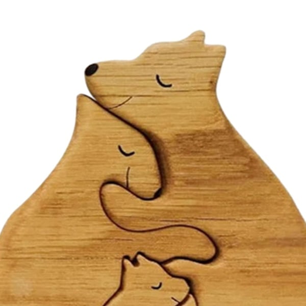 Björnfamilj Träpussel Träskulptur För Familj Julklapp 2 Björnar 4 björnar 15cmx11.3cm 4 bears