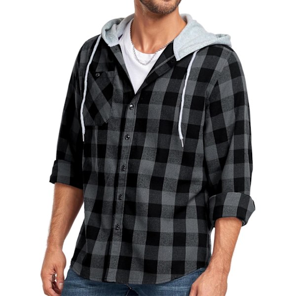 Herreskjorter med tern - Langærmet skjorte med lomme - Knapper ned - Herreskjorte med tern - Jakke i flanelskjorte - Regular fit - 4 årstider - Træfældningsskjorter - M-3XL White L