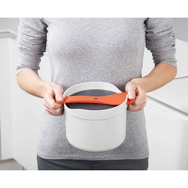 Mikrobølgeovn Ris- og Kornkoger Steamer, Tåler Opvaskemaskine - Sten/Orange, 2 Liter