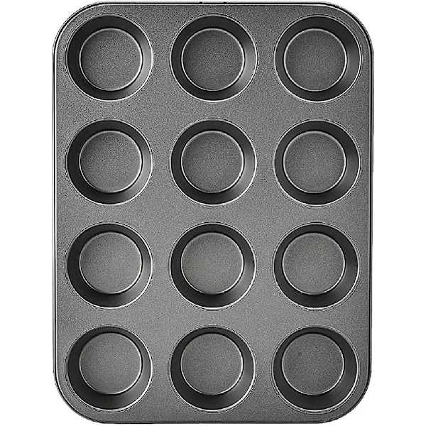 Non-stick Rund Muffinplåt i Kolstål, 2-Pack, Grå