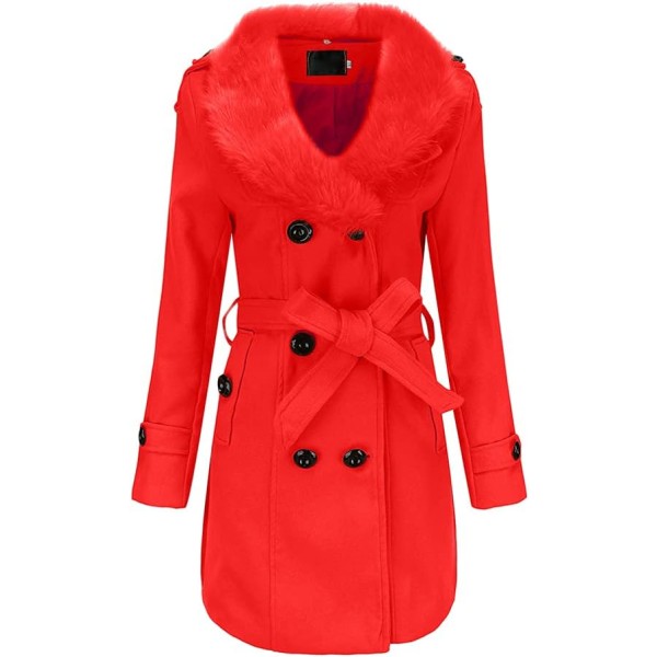 Rød XL uldfrakke til kvinders mellemlange red XL