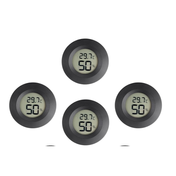 Mini hygrometertermometer, LCD digital hygrometer, liten inomhushygrometertermometer, hemtermometerhygrometer, reptil 4pc