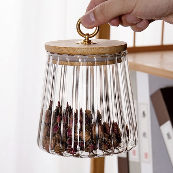 Glasburkar för kaffe, nötter, lufttät behållare, dekorativ burk med bambulock (22oz)