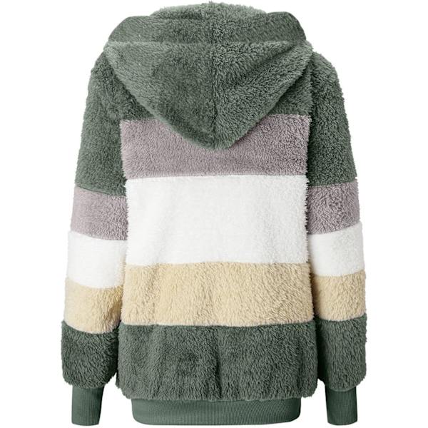 Hættejakke til kvinder, Teddy Fleece-frakke, Overgangsjakke med hætte og lommer, lynlås, efterår, vinter, plysjakke, fleecejakke, vinter 4XL J Green