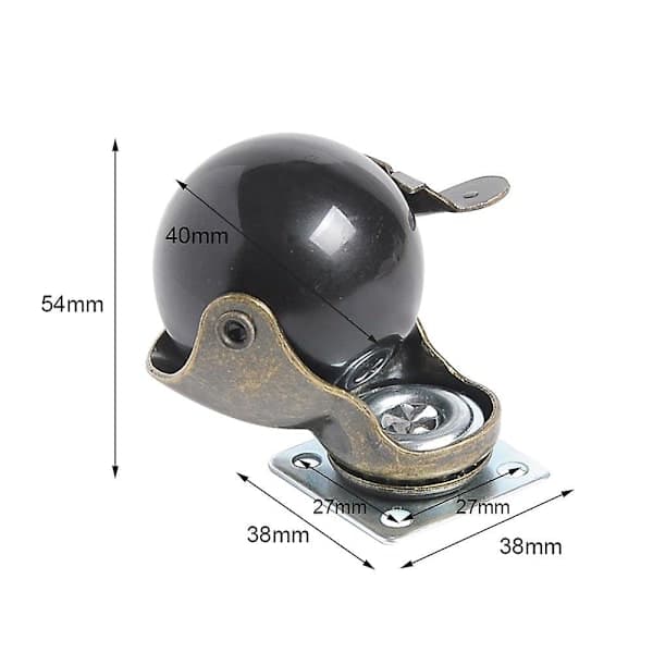 Möbelhjul (1,5\" (40 mm) - med bromsar) 4 platta hjul med bromsar Möbelhjul Universal
