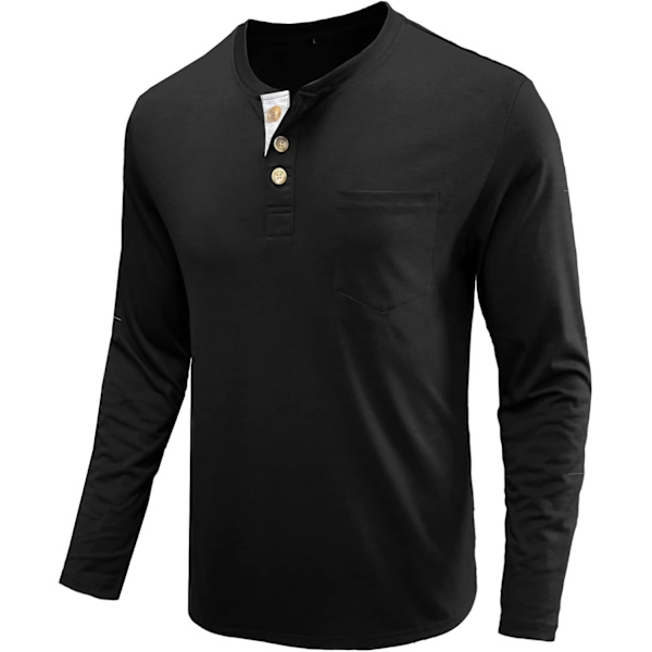 Miesten pitkähihaiset polopaidat taskulla, rennot golfpaidat Black1 S
