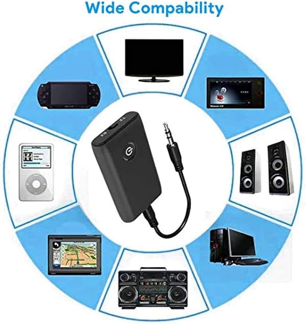 Bluetooth 5.0 Adapter, Bluetooth 5.0 Transmitter Bluetooth Transmitter Receiver med Støjreduktion til Højttalere MP3/MP4 DVD Stereoanlæg