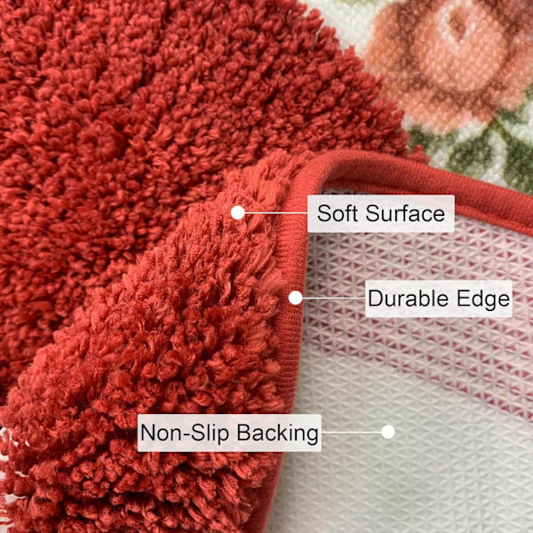 16X24 tommer blød, fluffy absorberende skridsikker måtte mikrofiber bademåtte brusemåtte dør måtte køkkenmåtte tæppe, rød 16x24inch