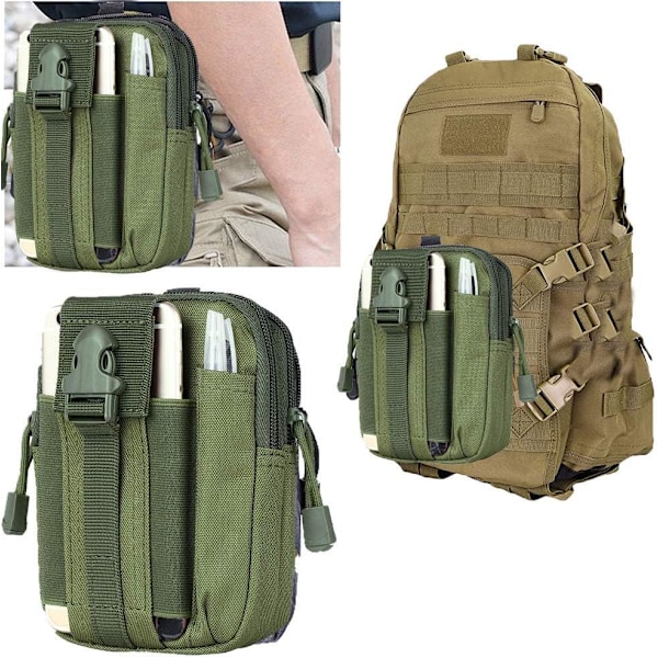 ZhaoCo Tactical Molle -pussi, kompakti vyölaukku, sotilasarmeijan EDC-pussi, vyölaukku, fanny-pakkaukset urheiluun, vaellukseen, retkeilyyn Army Green