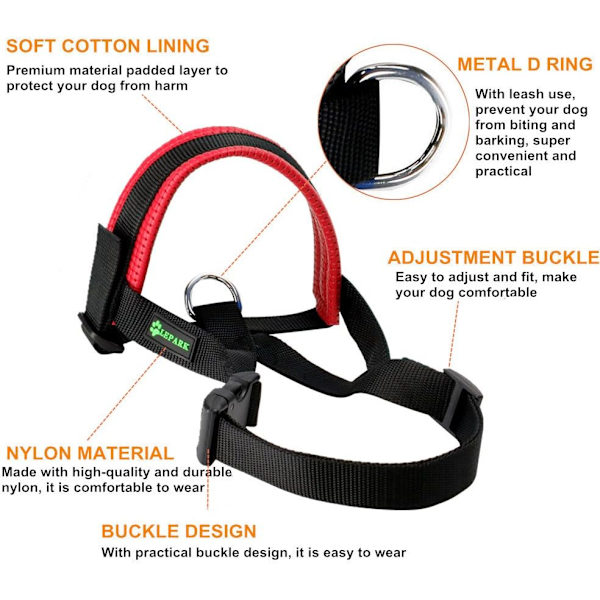 ILEPARK Nylon Muzzle for Store Hunder Forhindrer Biting, Barking og Chewing, Justerbar Bow Muzzle (L, Rød) Rojo L
